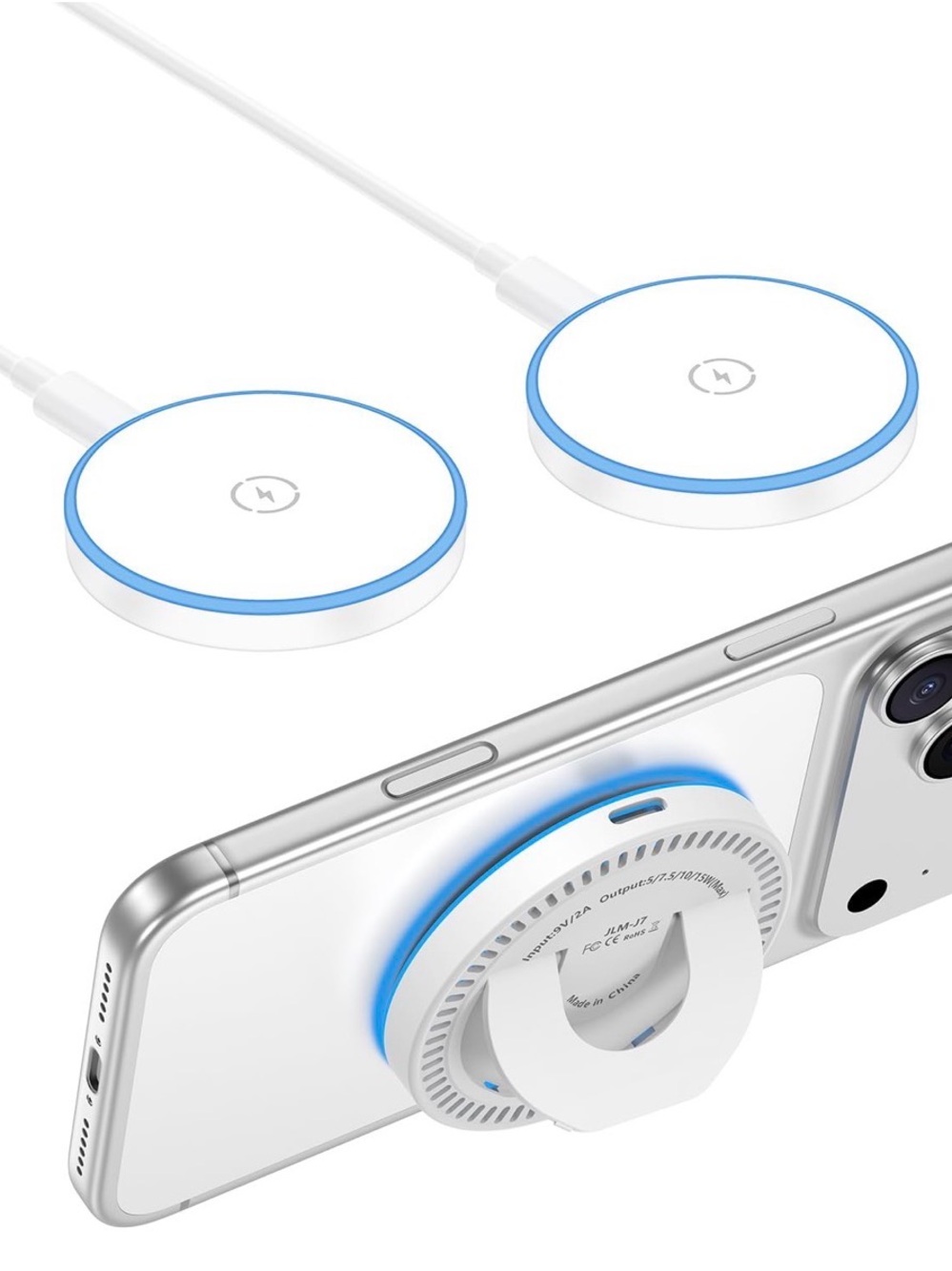 Wireless Magnetic Charging Pad with Phone Stand - Blue